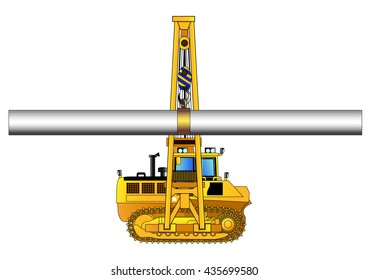 Pipe layer machine. Icon on white background. Isolated. Vector illustration. Flat style