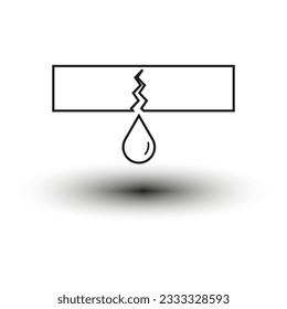 Pipe leak icon. Broken plumbing symbol. Drain, sewer, water service sign. Vector illustration. EPS 10.