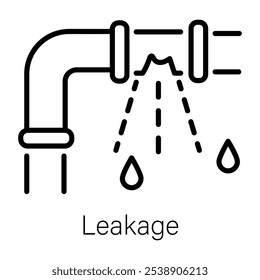 Rohrleitungsleckagesymbol im linearen Stil