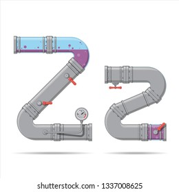 Pipe letter. Alphabet in cartoon syle.