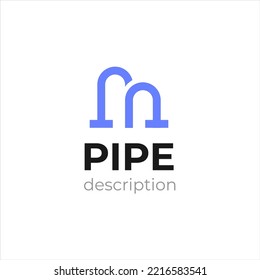 Pipe letter m plumbing logo isolated