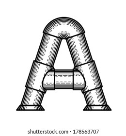 Pipe letter A made  style of engraving.