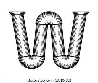 Pipe letter W made  style of engraving.