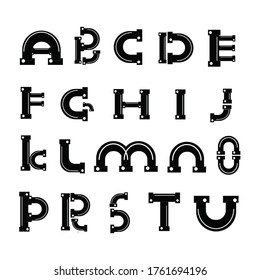 Colección de logotipos de letras de tubería A a U