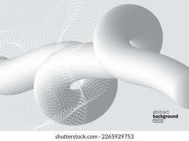 pipe line curve with particle wave pearl white technology science theme modern art background use for advertisment poster website banner landing page product package design vector eps.