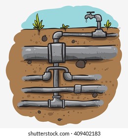 pipe line installation side view under the land