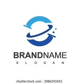 Pipe Logo Template, Pipe With Planet Symbol