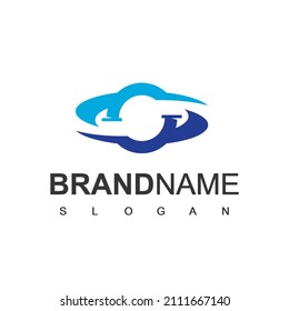 Pipe Logo Template, Pipe With Planet Symbol