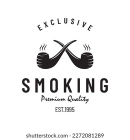 Pipe logo for vintage cigarette smoke.Premium cigar smoke logo.