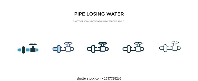 pipe losing water icon in different style vector illustration. two colored and black pipe losing water vector icons designed in filled, outline, line and stroke style can be used for web, mobile, ui