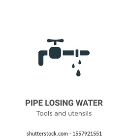 Pipe losing water vector icon on white background. Flat vector pipe losing water icon symbol sign from modern tools and utensils collection for mobile concept and web apps design.