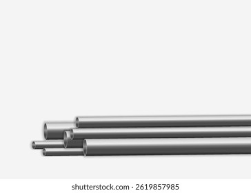 Pipe metal tube copper pipeline round background 3d water banner isolated illustration construction factory industry engineering silver steel iron aluminum manufacturing plumbing gas