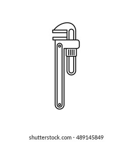Pipe or monkey wrench icon in outline style on a white background vector illustration