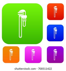 Pipe or monkey wrench set icon in different colors isolated vector illustration. Premium collection