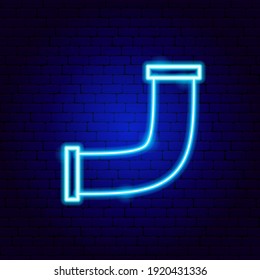 Pipe Neon Sign. Vector Illustration of Pipeline Promotion.