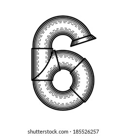 Pipe number 6 made in style of engraving.