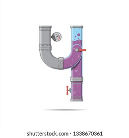 Pipe number. Alphabet in cartoon syle.