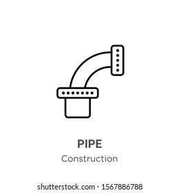 Pipe outline vector icon. Thin line black pipe icon, flat vector simple element illustration from editable construction concept isolated on white background