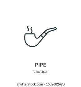 Pipe outline vector icon. Thin line black pipe icon, flat vector simple element illustration from editable nautical concept isolated stroke on white background
