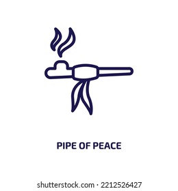 pipe of peace icon from culture collection. Thin linear pipe of peace, pipe, peace outline icon isolated on white background. Line vector pipe of peace sign, symbol for web and mobile