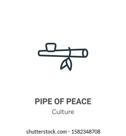 Pipe of peace outline vector icon. Thin line black pipe of peace icon, flat vector simple element illustration from editable culture concept isolated on white background