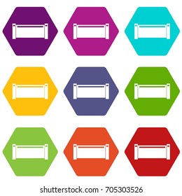 Pipe piece icon set many color hexahedron isolated on white vector illustration