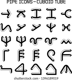 pipe and pipeline icon, cuboid shape