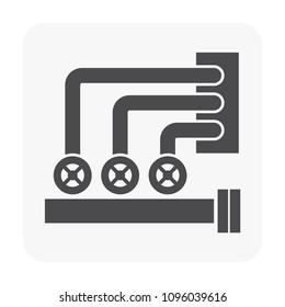 Pipe, pipeline and vale vector icon design. Industrial equipment for supply flow water, control pressure in system of plumbing, fire pump, fire alarm, sprinkler in building i.e. home, factory.
