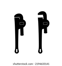 Pipe Plumbing Vector Silhouette Black Color Isolated. Pipe Wrench Vector Concept. Wrench Icon.