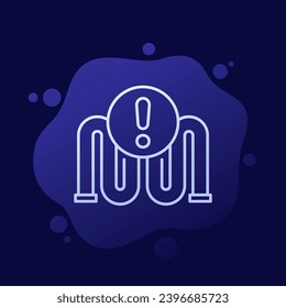 pipe with problem icon in line design