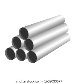 pipe pyramid using in repair and construction. white light color pile in roll. isolated vector illustration