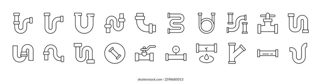 Pipe Related Icon Set. Editable Stroke. Suitable for Web Sites, Books, Cards, Apps 