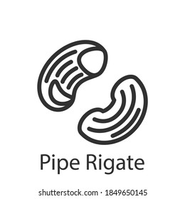 Pipe Rigate Nudeln, lineares Symbol. Bearbeitbarer Hub