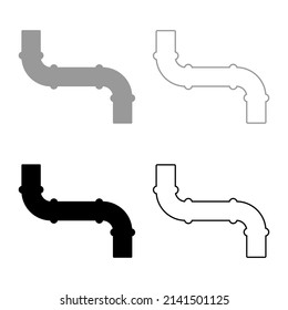 Pipe set icon grey black color vector illustration image solid fill outline contour line thin flat style