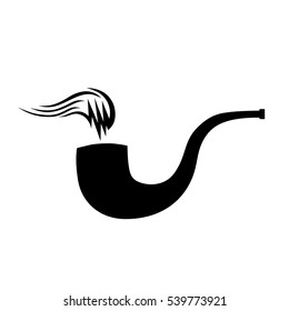 Pipe Silhouette Black Logo Vector. Sherlock Pipe Icon, Isolated Vector Silhouette Of A Smoking Pipe On A White Background.