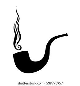 Pipe smoke, black logo. Isolated vector silhouette of a smoking pipe on a white background.