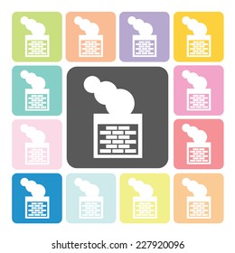 Pipe and smoke Icon color set vector illustration.
