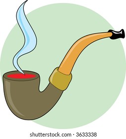 Pipe with smoke on a green circle background