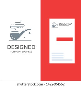 Pipe, Smoke, St. Patrick, Tube Grey Logo Design and Business Card Template