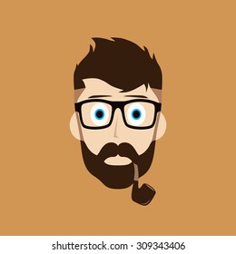 pipe smoker guy cartoon theme vector art illustration