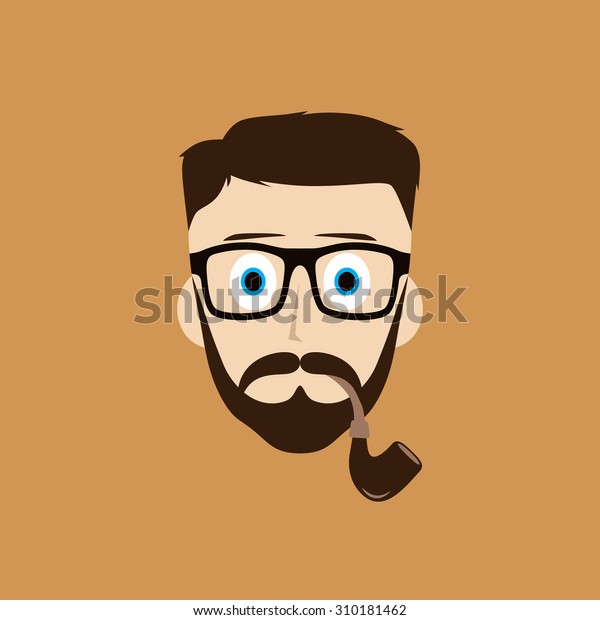 Pipe Smoker Guy Cartoon Theme Vector Stock Vector Royalty Free