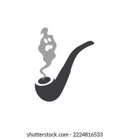 Pipe Smoking with gost Logo icon vector illustration design.Tobacco, cigar, pipe icon vector image. no smoking