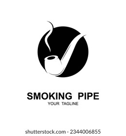 Diseño de ilustración vectorial del logotipo de tabaco de tubería.Tabaco, cigarro, imagen vectorial de icono de tubería. logotipo de marca