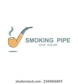Pipe Srauking Logo Symbol Vektorgrafik Design.Tabak, Zigarre, Pfeifensymbol Vektorbild. Markenlogo