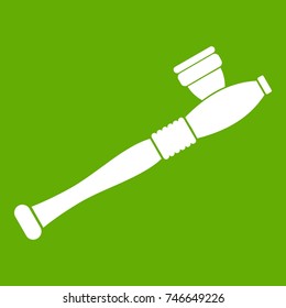 Pipe for smoking marijuana icon white isolated on green background. Vector illustration