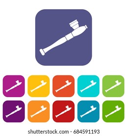 Pipe for smoking marijuana icons set