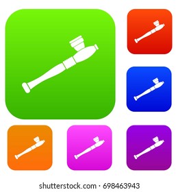Pipe for smoking marijuana set icon in different colors isolated vector illustration. Premium collection