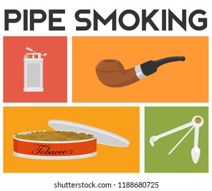 pipe smoking tool illustration flat style vector