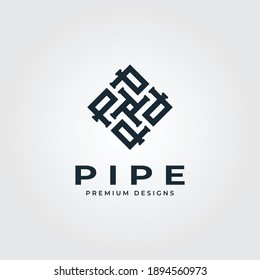 pipe square logo letter p minimalist plumber industry vector illustration design