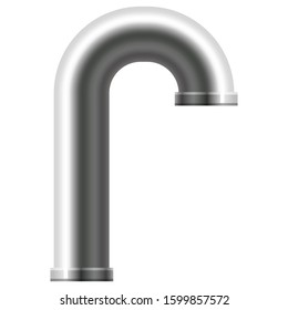 Pipe stainless steel, metallic plumbing fittings pipeline. Water, fuel or gas pipes sewage, oil refinery industry pipeline, house sewer. Construction and industrial pressure technology. Realistic